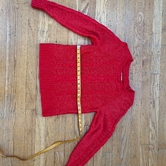 LOFT Red Cable Knit Sweater, Size S - Picture 12 of 13